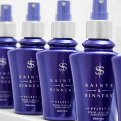 Saints & Sinners Velvet Divine packaging on display for all hair types