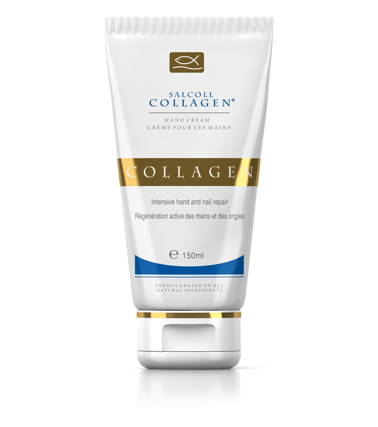 Salcoll Pure Bioactive Hand Cream bottle, front view, signaling deep hydration.