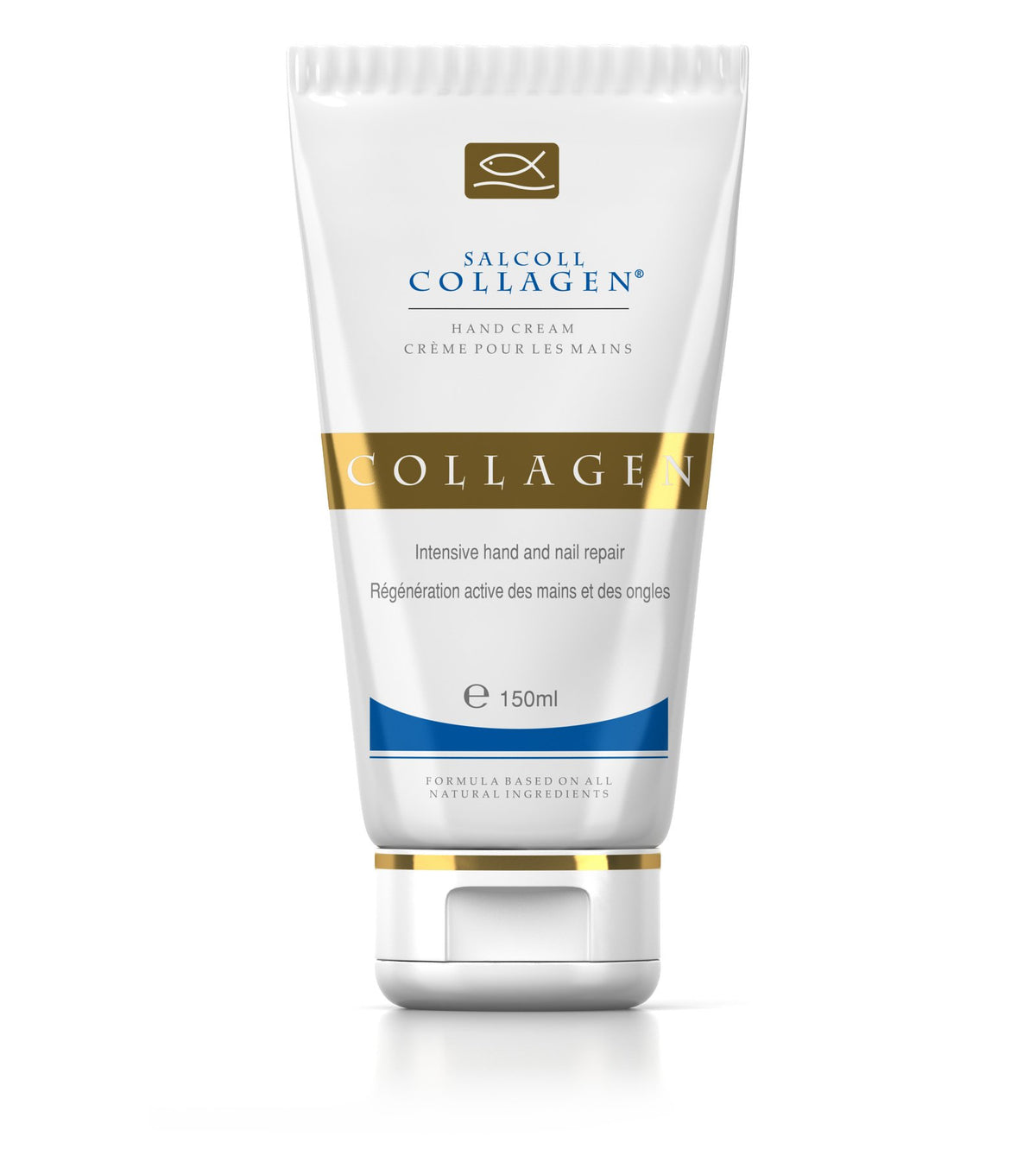 Salcoll Pure Bioactive Hand Cream bottle, front view, signaling deep hydration.