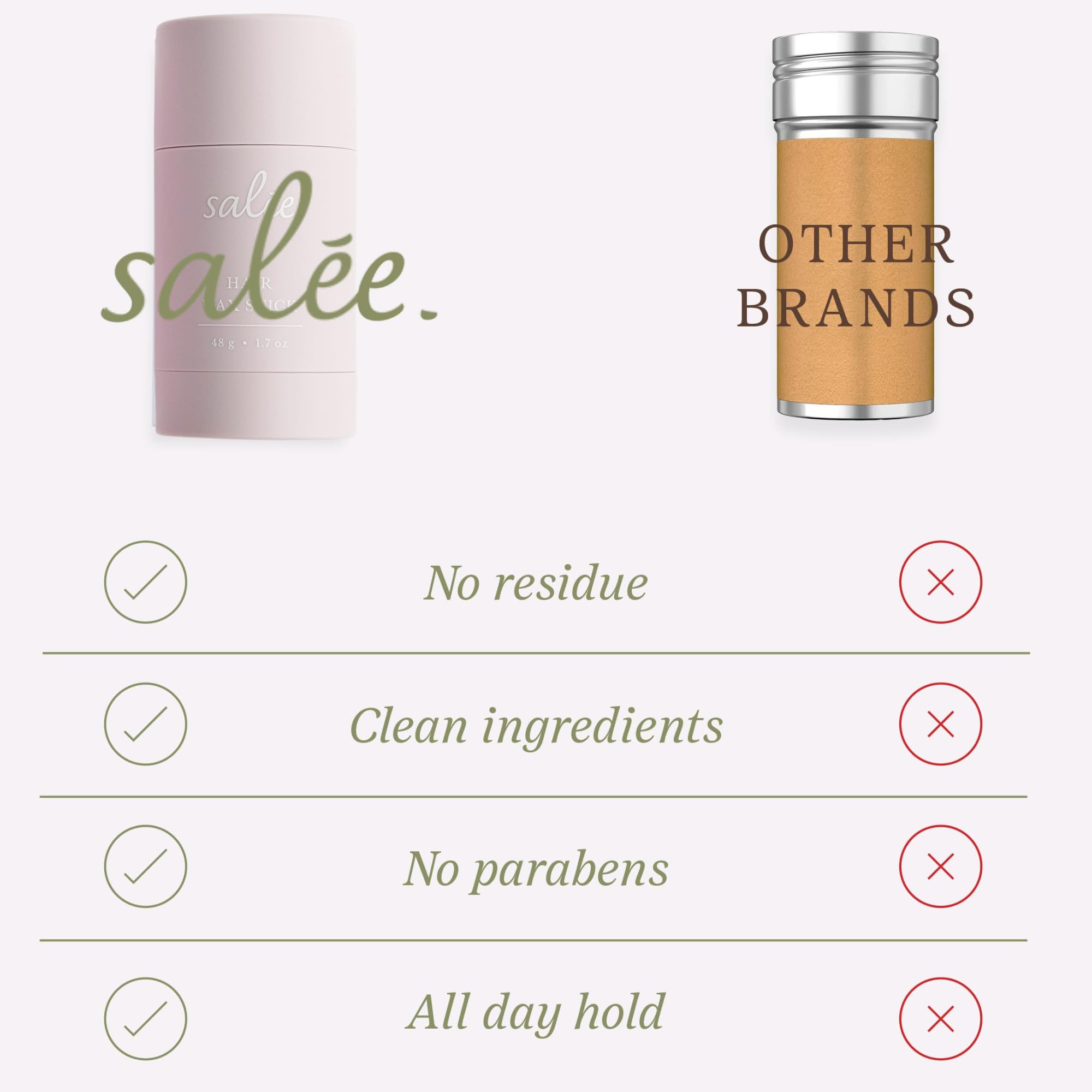Salée Hair Wax Stick for slick-back ponytails shows smooth hold and seamless finish.