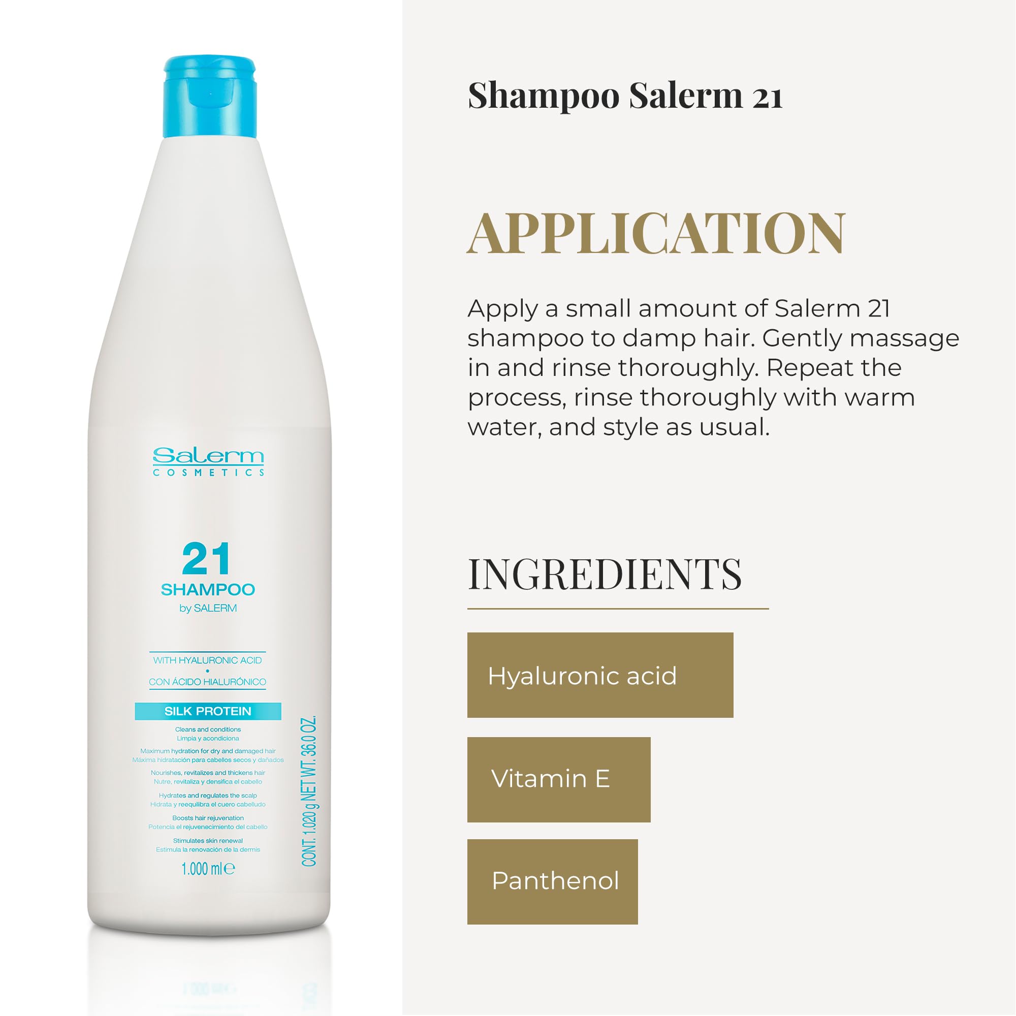 SALERM 21 dry damaged hair before-and-after look showing improved manageability.