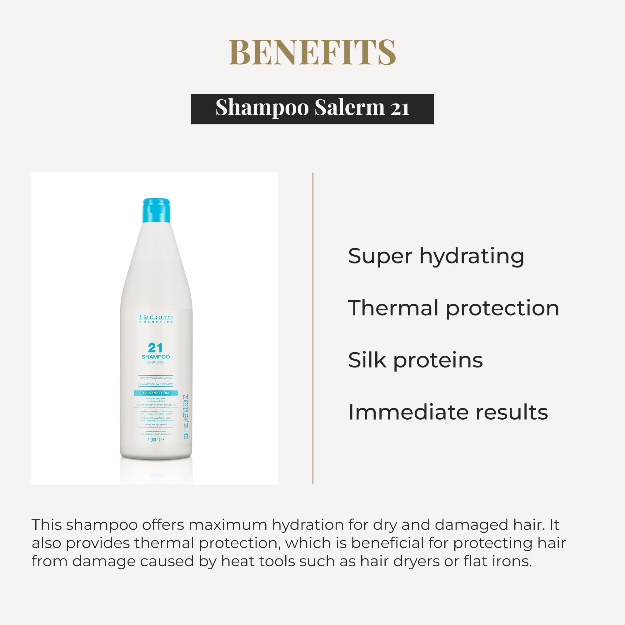 SALERM 21 shampoo lather during application nourishes dry, damaged hair.