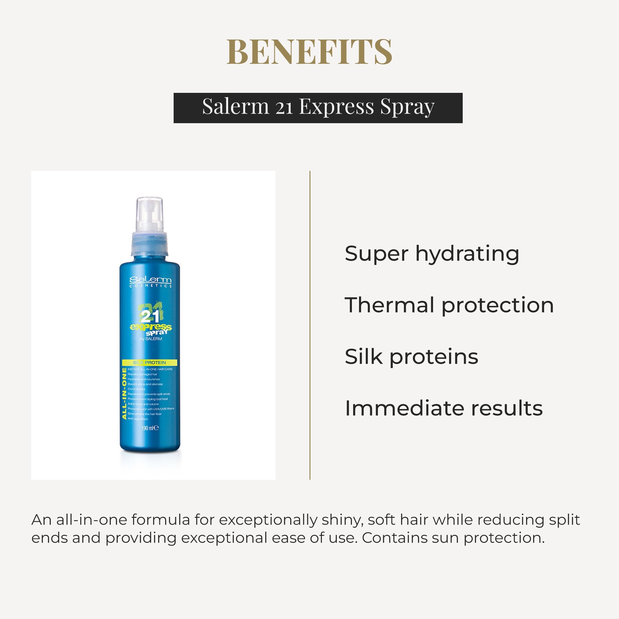 SALERM 21 Silk Proteins close-up emphasizes deep conditioning and added body.