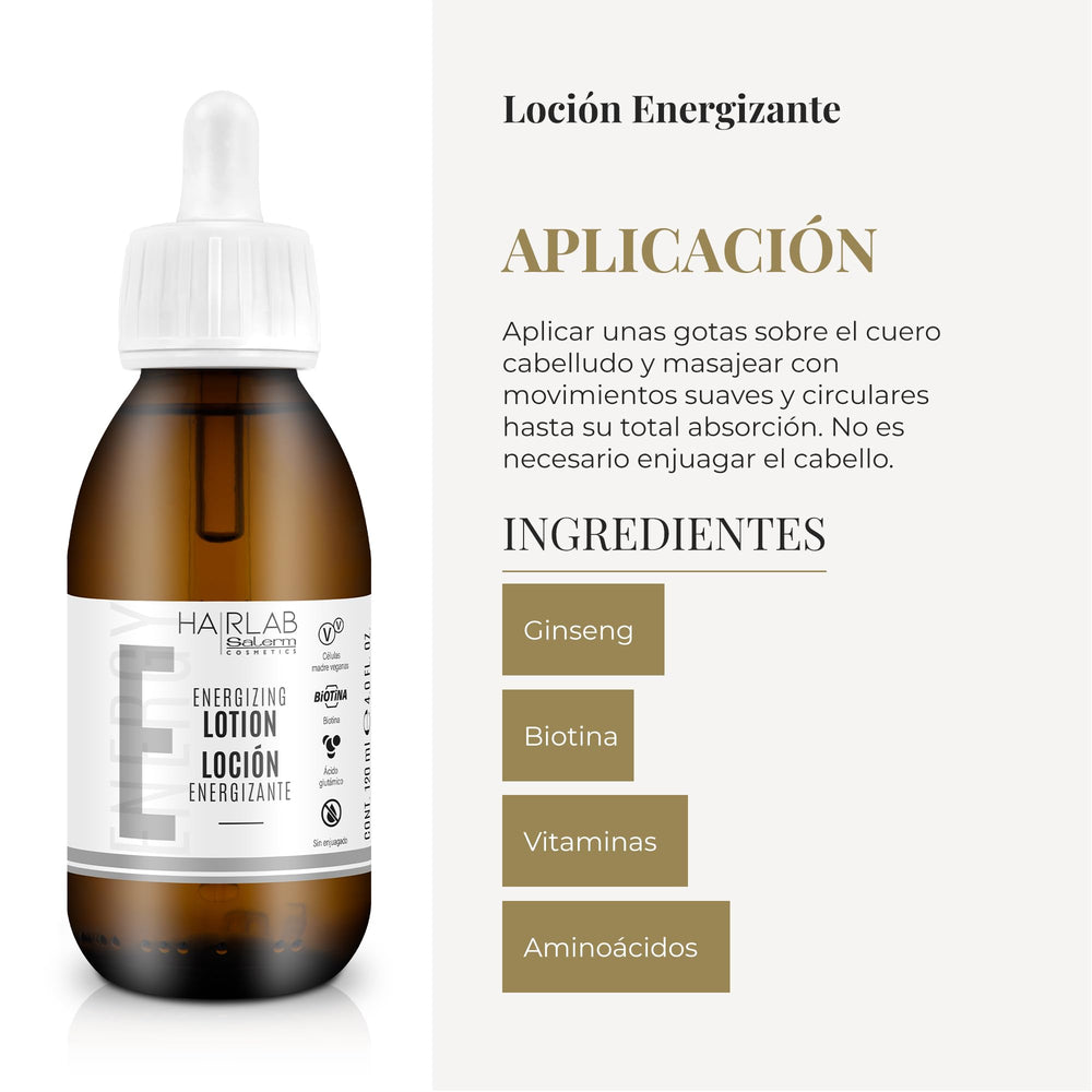 SALERM Hairlab Energizing Lotion vegan stem cells illustrated for nourishment.