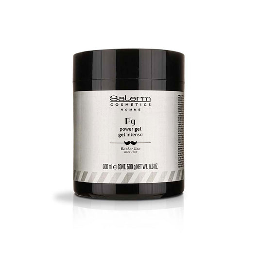 SALERM Men's styling gel in blue bottle delivers intense, long-lasting hold.