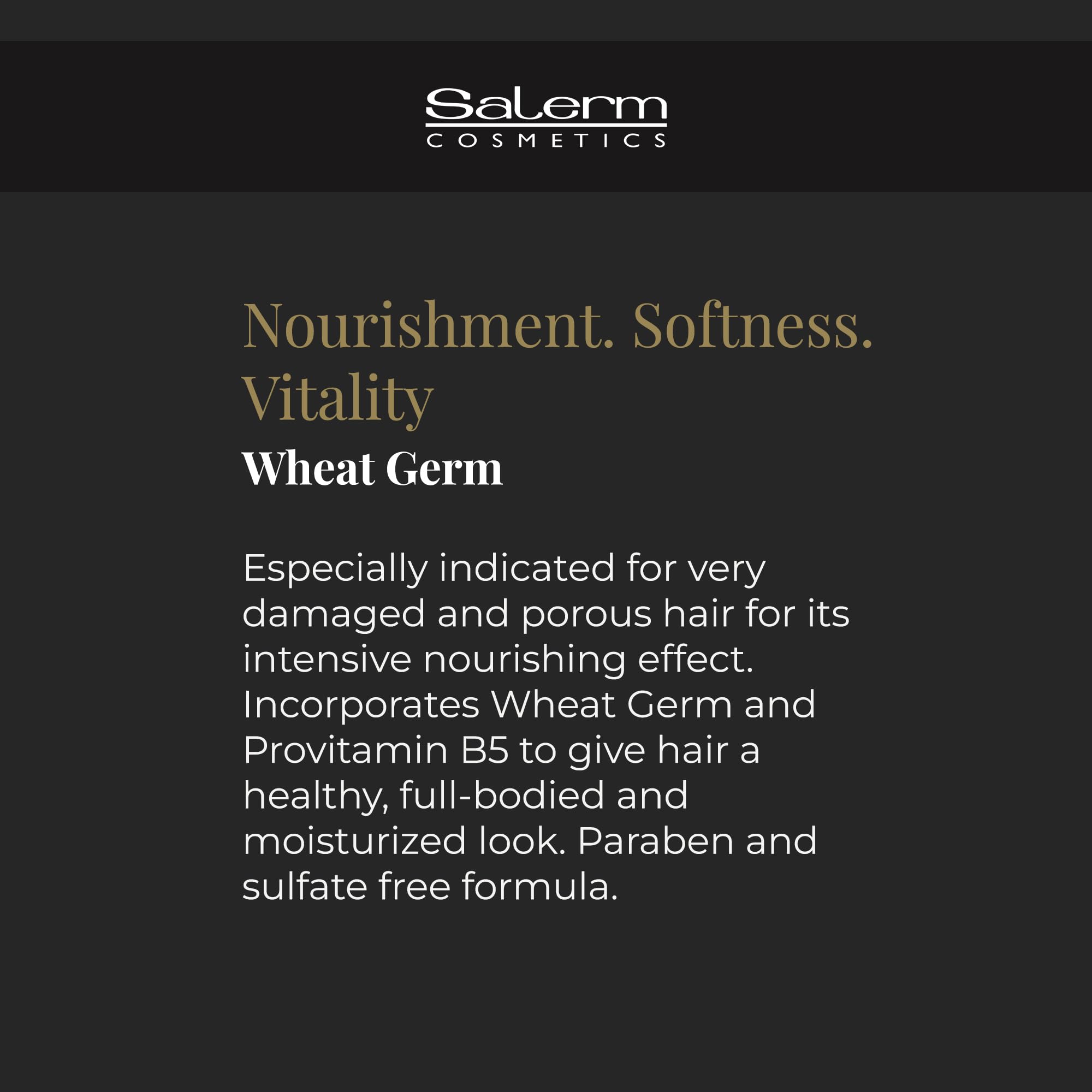 SALERM Nourishing Hair Mask after use shows glossy, healthy-looking hair