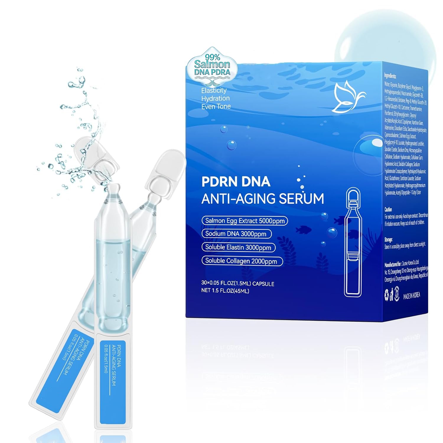 Salmon DNA PPRN Serum quick-absorbing texture close-up for smoother skin.