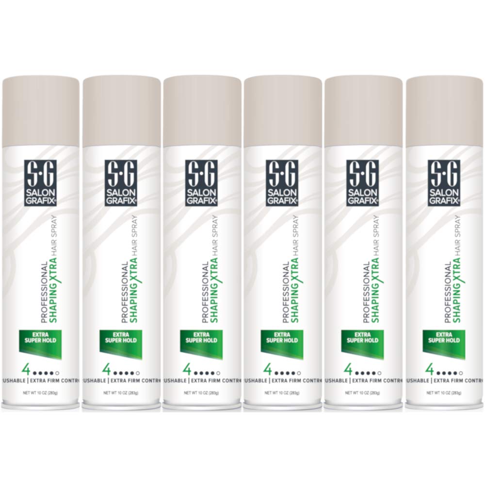 Salon Grafix Profession Shaping Hairspray bottle delivers strong hold for all-day style.