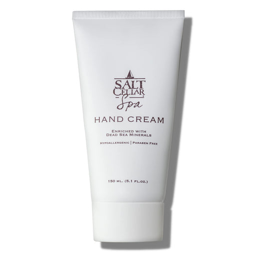Salt Cellar Dead Sea Mineral Hand Cream tube delivering fast-absorbing hydration for dry hands