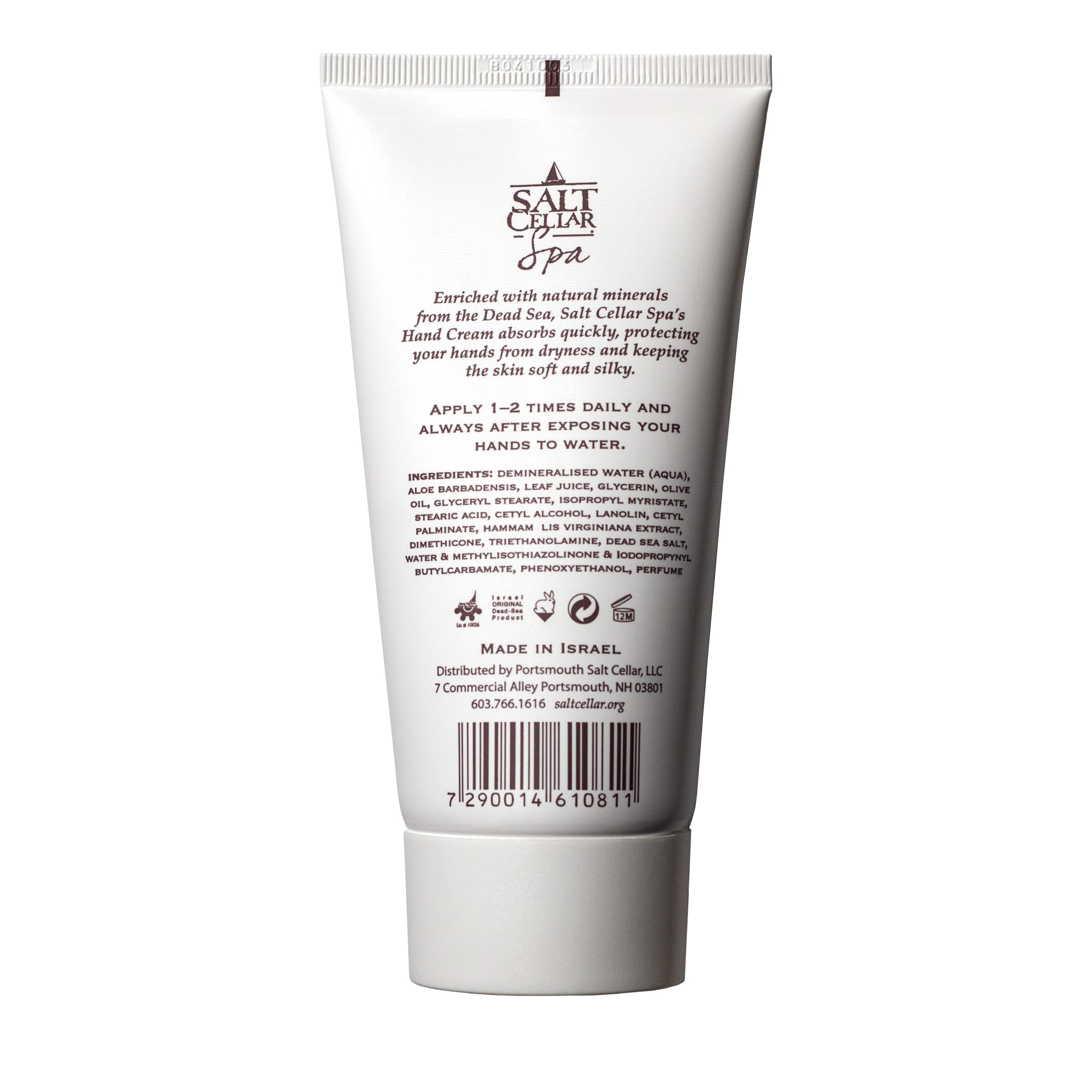 Salt Cellar hand cream pump showing non-greasy, quick-absorbing application