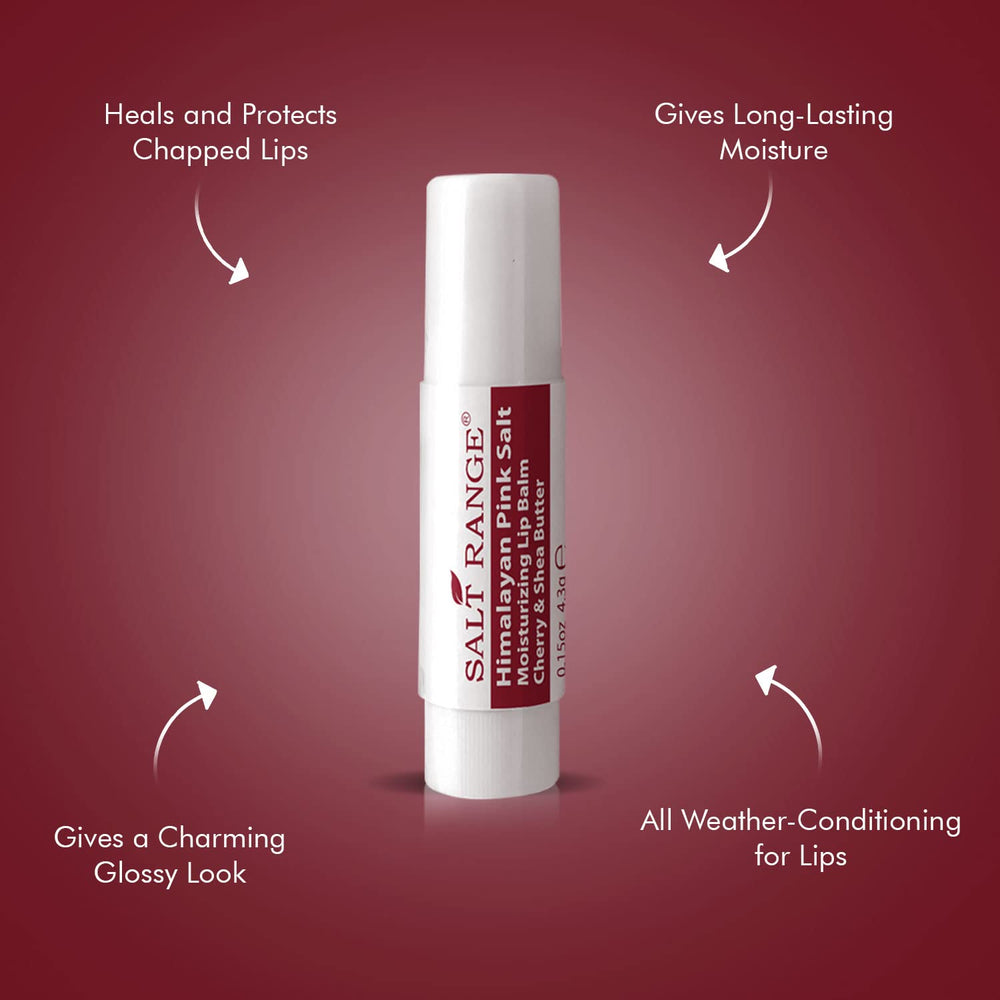 Close-up of Salt Range lip balm with Himalayan pink salt accents.