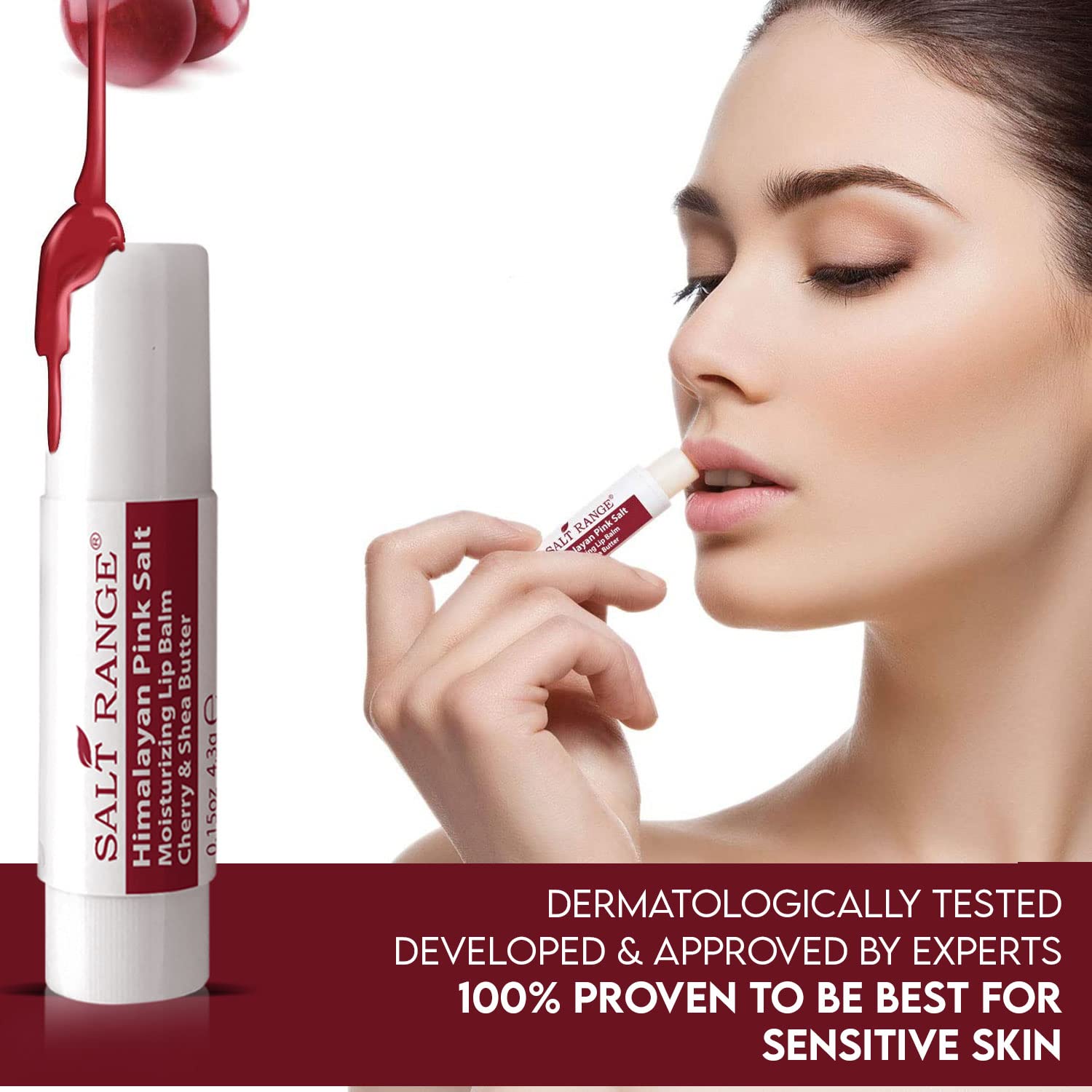 Salt Range lip balm being applied for a refreshing, non-greasy feel.