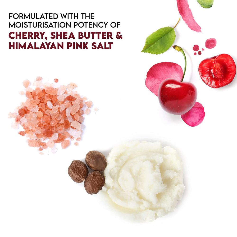 Visible cherry extract and shea butter texture in Salt Range balm.