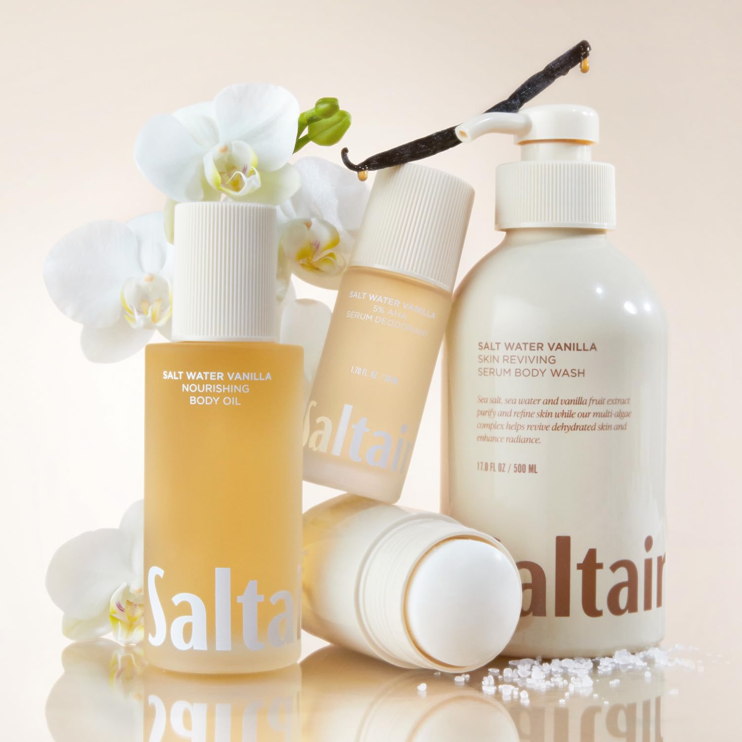 Saltair after-shower routine: massage into skin for hydration
