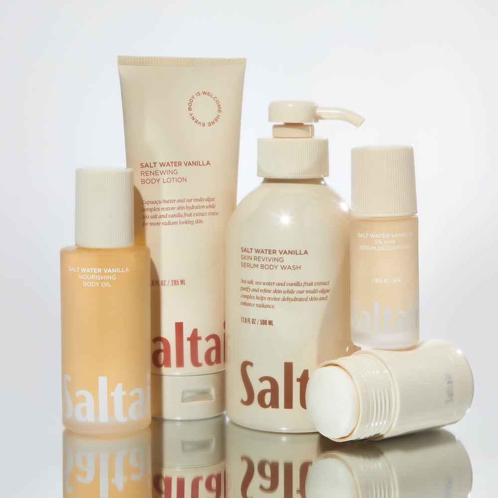 Saltair Body Lotion being applied to skin for a smooth, hydrated feel.