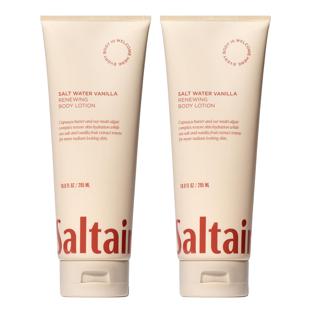 Saltair Body Lotion two-tubes on display offering convenient hydration.