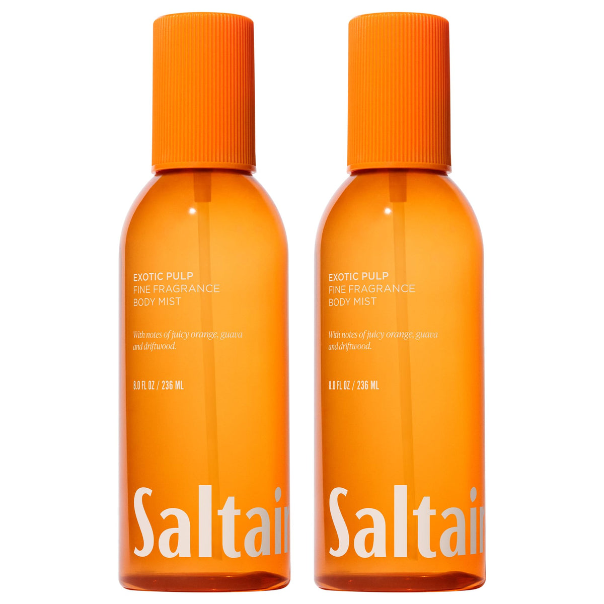 Saltair Exotic Pulp Body Mist bottle highlights tropical notes for daily refreshment.