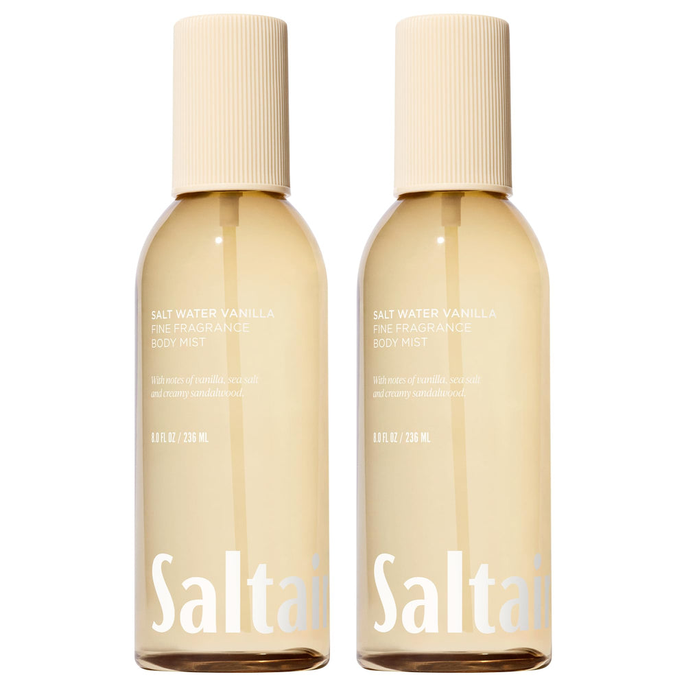 Saltair Body Mist Salt Water Vanilla two-pack bottles for long-lasting aroma.