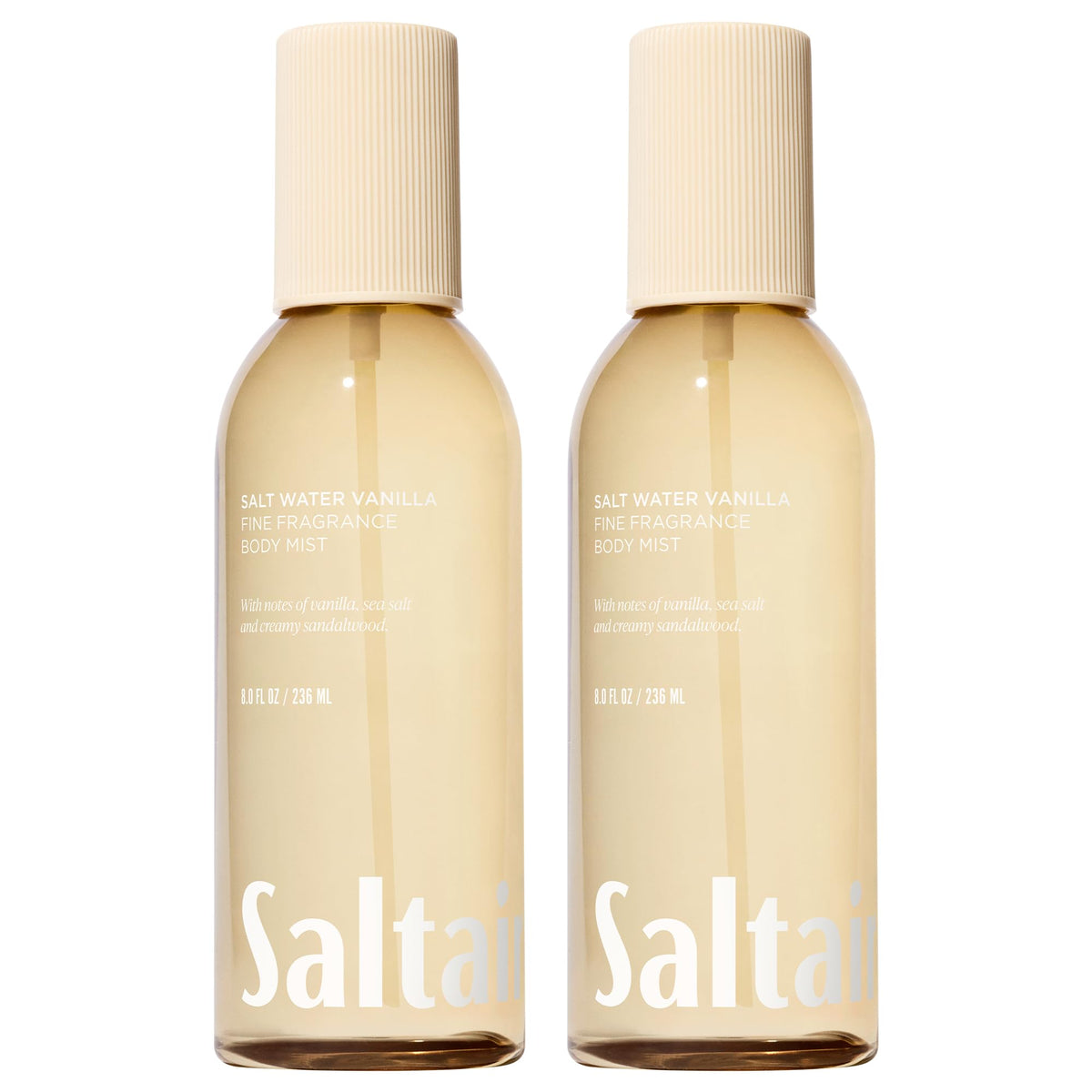 Saltair Body Mist Salt Water Vanilla two-pack bottles for long-lasting aroma.
