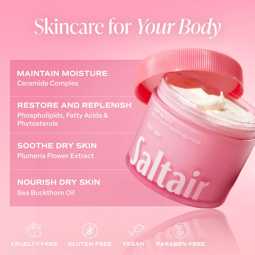 Saltair ceramide complex highlights lipid-rich nourishment for softer skin.