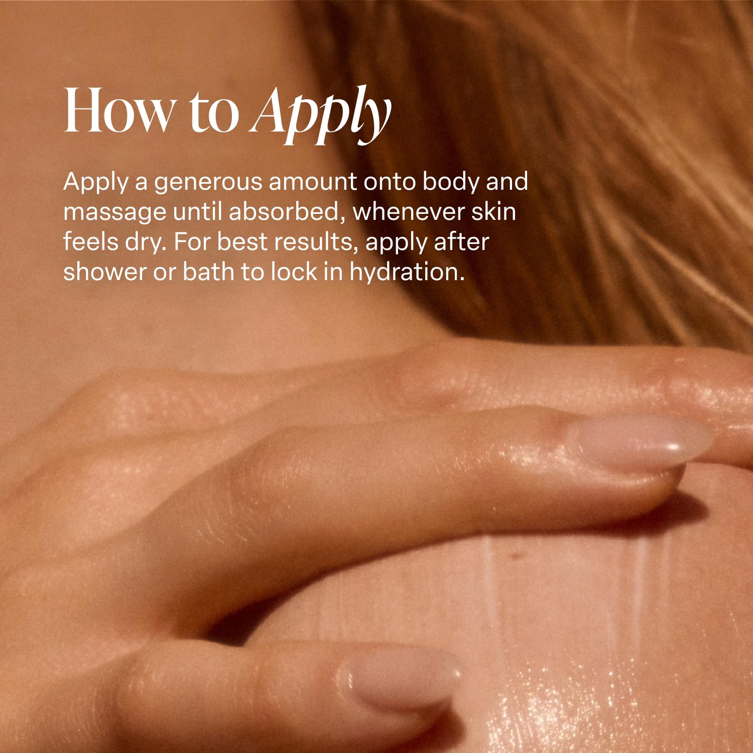 Saltair hand application closeup shows fast-absorbing lotion on skin.