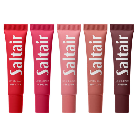 Saltair Hydrating Lip Oil Balm packaging showcases vegan care for soft, shiny lips.