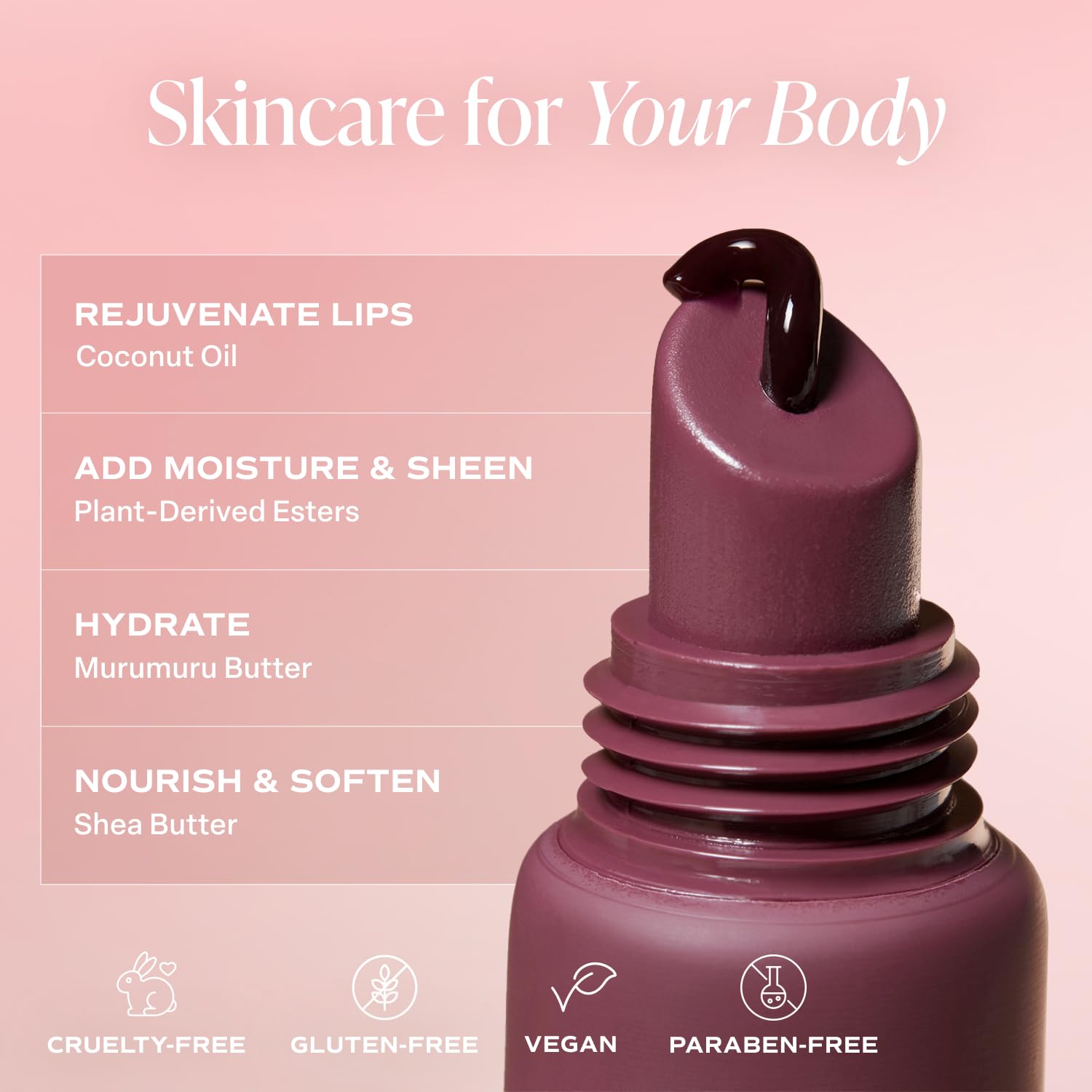 Saltair Hydrating Lip Oil Balm tinted rose swatch adds subtle color for everyday looks.