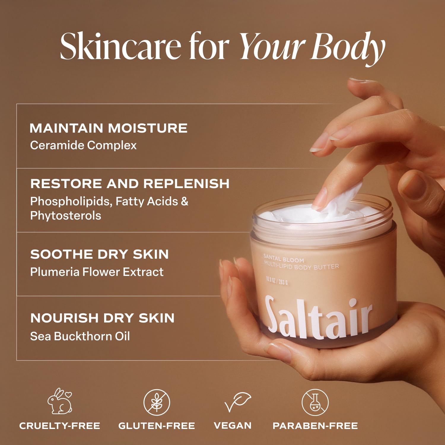 Saltair Santal Bloom fragrance adds rose, jasmine, and sandalwood warmth to routines.