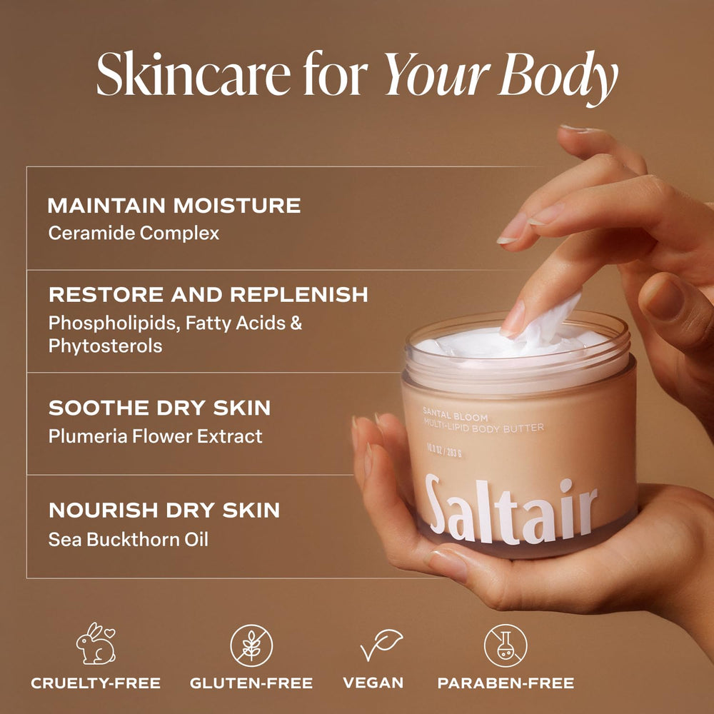 Saltair Santal Bloom fragrance adds rose, jasmine, and sandalwood warmth to routines.