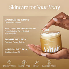 Saltair Multi-Lipid Butter applied to arm for smooth, nourished skin