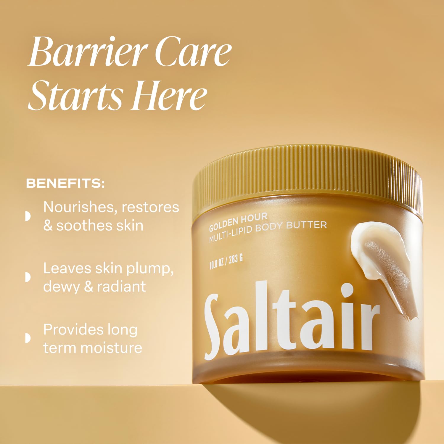 Cream texture close-up of Saltair Multi-Lipid Butter showing fast absorption