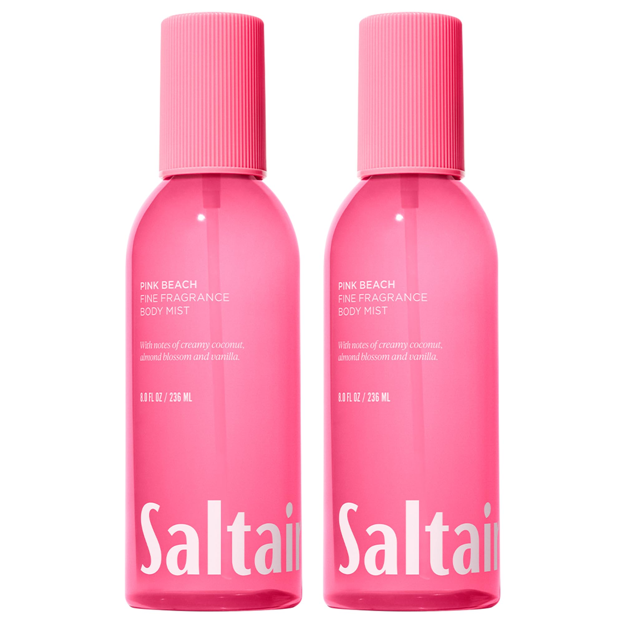 Saltair Pink Beach body mist two-pack bottles for quick fragrance refresh.