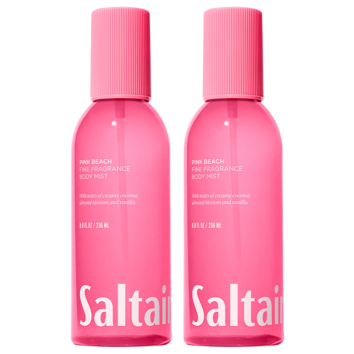 Saltair Pink Beach body mist two-pack bottles for quick fragrance refresh.