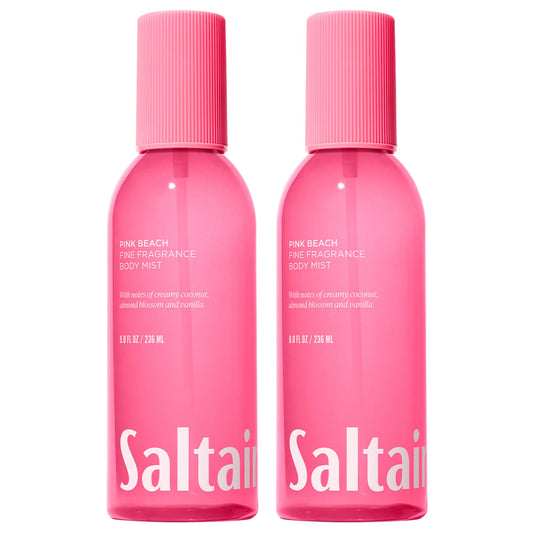Saltair Pink Beach body mist two-pack bottles for quick fragrance refresh.
