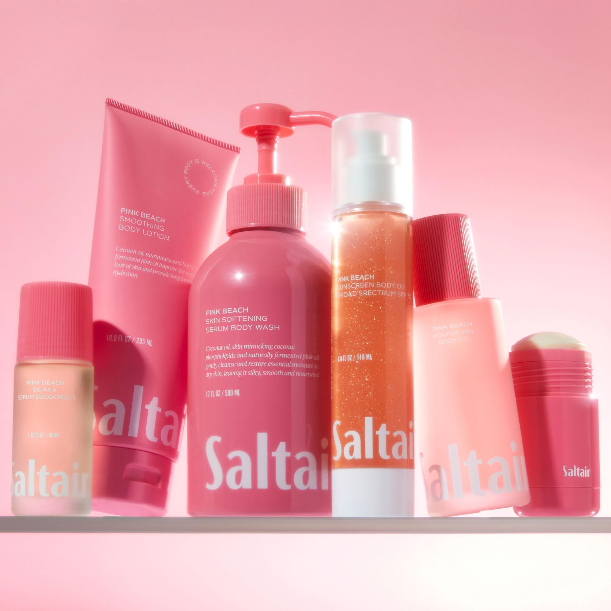 Saltair Pink Beach fragrance evokes coconut almond blossom vanilla for spa like calm.