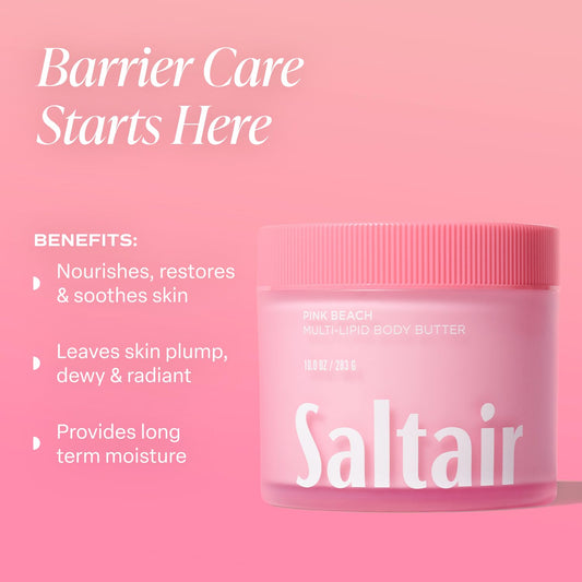 Saltair Pink Beach fragrance evokes island warmth during daily skincare.