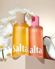 Saltair Santal Bloom bathroom scene showing spa-ready routine.