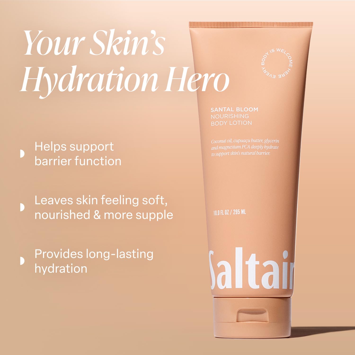 Saltair Santal Bloom texture closeup demonstrates rich, non-greasy moisture.