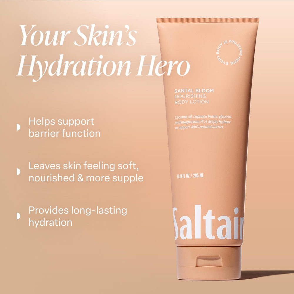 Saltair Santal Bloom texture closeup demonstrates rich, non-greasy moisture.