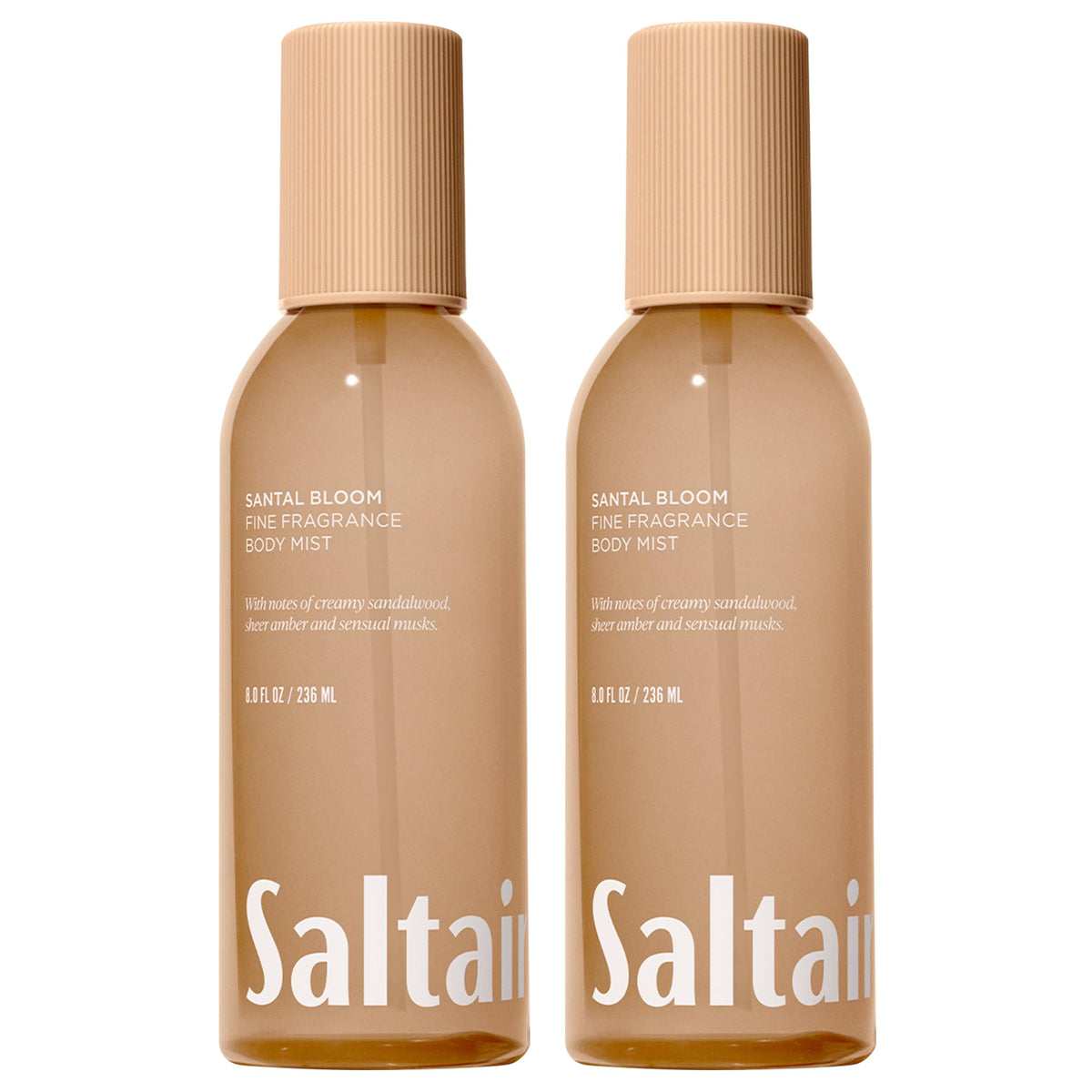 Saltair Santal Bloom two-pack bottles on white background, long-lasting fragrance option for daily wear.