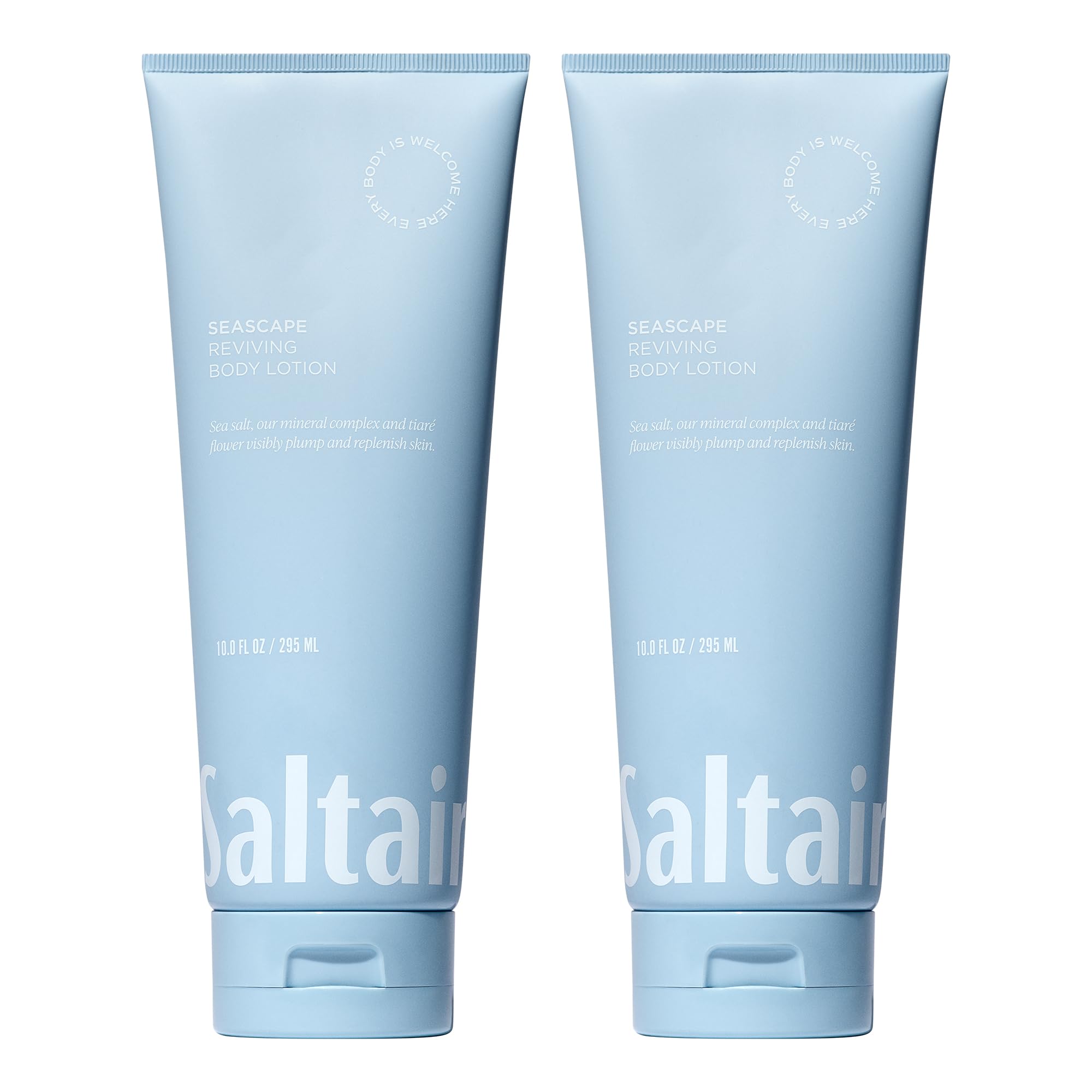 Saltair Seascape Lotion tubes front view shows rich hydration for dry skin.