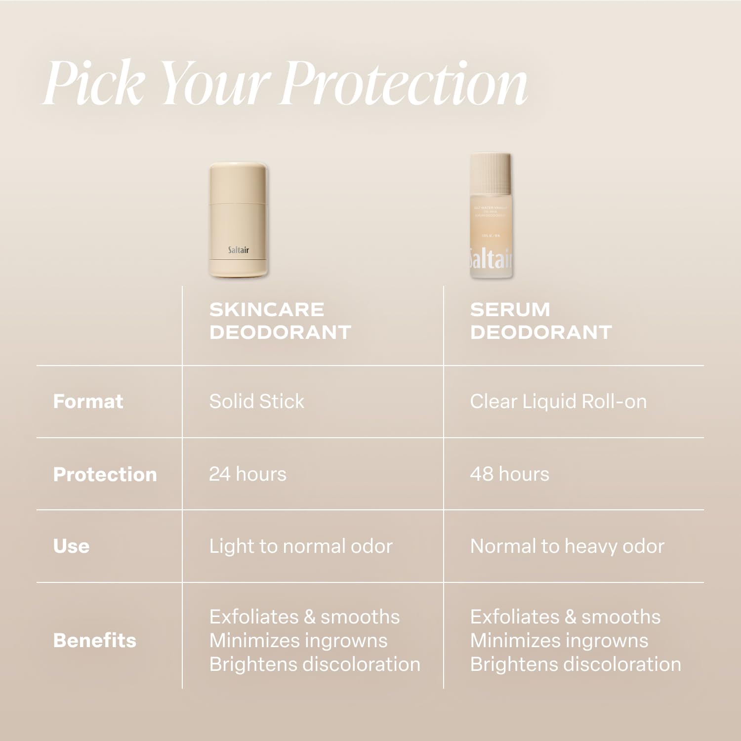 Saltair Serum Deodorant close-up label highlights aluminum-free formula