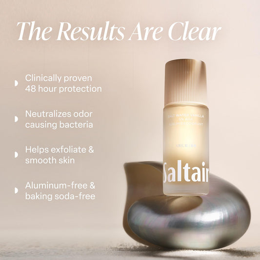 Saltair Serum Deodorant roller ball application on skin