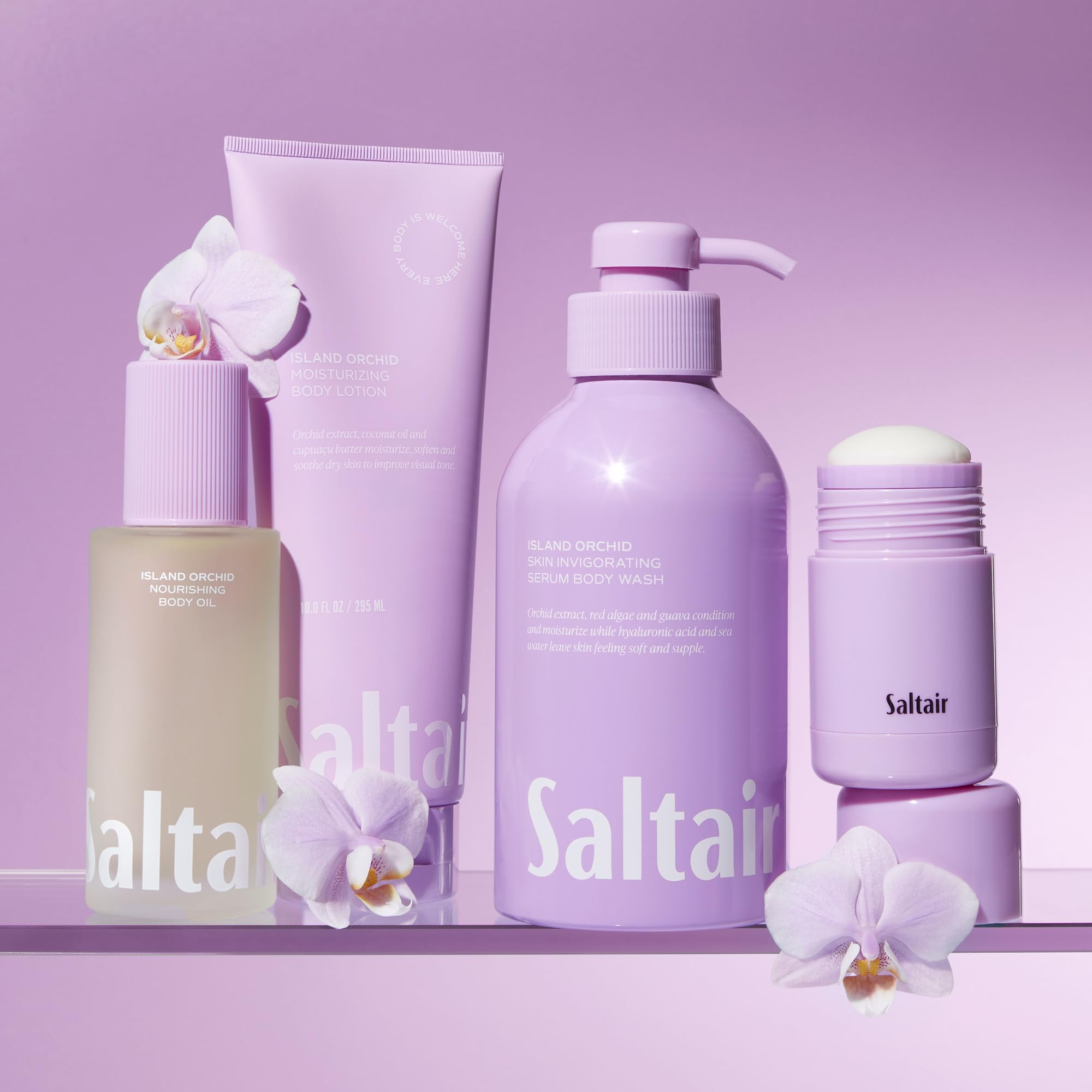 Two 17 oz Saltair pump bottles arranged for convenient daily use.