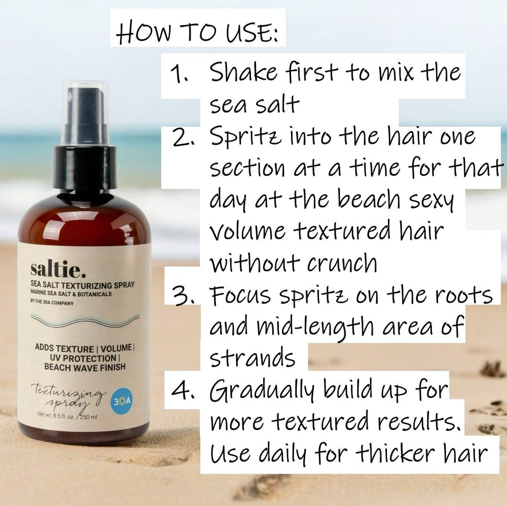 Saltie by 30A Sea Salt Texturizing Spray hands-on use demonstrates easy styling.