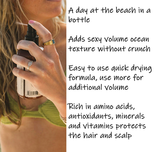 Saltie by 30A Sea Salt Texturizing Spray mist delivering light hold and natural waves.