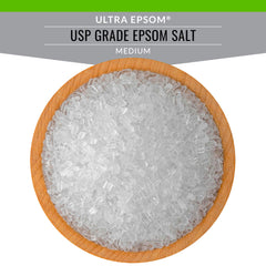 SaltWorks Ultra Epsom medium grain bath salt bath scene for calm evenings.