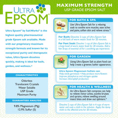 SaltWorks Ultra Epsom medium grain bath salt granules for soothing soak routines.