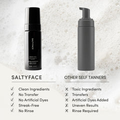 Saltyface tanning foam arm-application for front-to-back blending.
