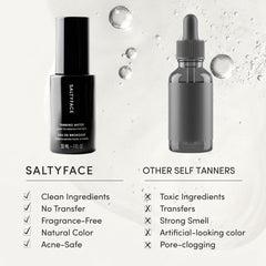 SALTYFACE tanning water neck chest application creates a unified glow